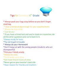 tips to survive howtosurvive6thgrade