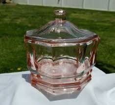 octagonal pink depression glass candy