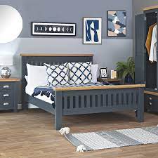 Create the perfect bedroom oasis with furniture from overstock your online furniture store! The Furniture Outlet Hampshire Blue Painted Oak 4 6 Double Bed Frame High Foot End Amazon Co Uk Kitchen Home