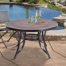 Faux Wood Top Outdoor Dining Table