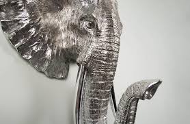 Wall Decor Elephant Head Silver Color