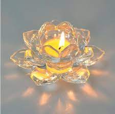 Lotus Tea Light Crystal Glass Candle