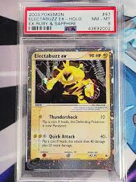 Electabuzz is a basic, lightning type pokemon card with an hp of 70. Auction Prices Realized Tcg Cards 2003 Pokemon Ex Ruby Sapphire Electabuzz Ex Holo