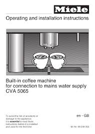 Miele coffee machine frothing nozzle spare part 06726000. Miele Cva 5065 Operating Instructions Manualzz