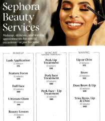sephora beauty services at fashion