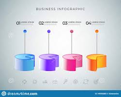 3d Infographic Pie Chart Color Element Or Graph With Four 4