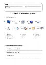 Study computer parts using smart web & mobile flashcards created by top students, teachers, and professors. Computer Vocabulary Test Esl Worksheet By Katisolar