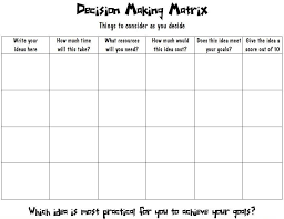 Decision Making Matrix Graphic Organizers Teaching