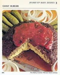 Giant Burger | Vintage Recipe Cards | Betty crocker recipe cards ...