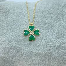 solid gold four leaf clover necklace