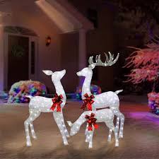 48 in silver outdoor christmas lighted deer family 3 piece