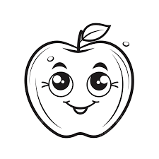 cute apple drawing for kids outline