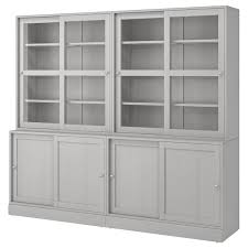 We used two hemnes cabinets to make a custom built in china cabinet in our kitchen. Havsta Storage With Sliding Glass Doors Gray 95 1 4x18 1 2x83 1 2 Ikea