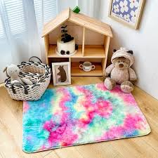 newcosplay faux fur area rug rainbow