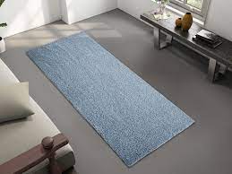 smoke blue indoor solid runner rug