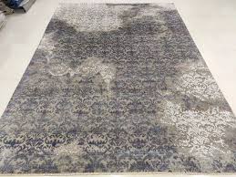 grey hand knotted wool silk rugs for