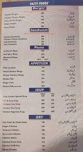 tasty garden multan restaurant menu