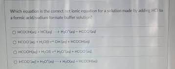 Buffer Solution Of Formic Acid