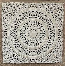 carved wooden wall panel fretwork white