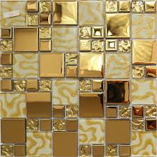 yellow gold glass mosaic kitchen wall