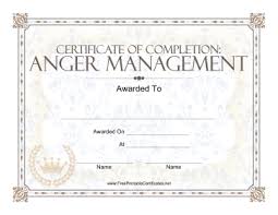 Printable Anger Management Certificate Barca Fontanacountryinn Com