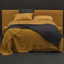 mustard linen quilt cover set temple