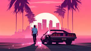 Wallpaper : ai art, city, illustration, Grand Theft Auto Vice City,  skyline, palm trees, car, walking 2912x1632 - alx - 2229762 - HD Wallpapers  - WallHere