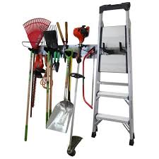 No longer do you have to hang yard tools on nails on the wall where studs exist. Wall Control 8 In H X 64 In W Garage Tool Storage Lawn And Garden Tool Organizer Rack With Galvanized Steel Pegboard And Black Hook Gws 0864 Gvb The Home Depot