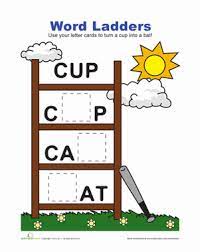 The other player must spell the word correctly to be able to roll the die and advance. Easy Word Ladder Worksheet Education Com
