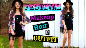 festival makeup hair and outfit