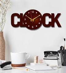 Clock Text Wooden Wall Clock By
