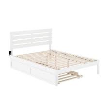 Afi Oxford Queen Bed With Usb Turbo Charger And Twin Extra Long Trundle In White