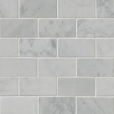 white carrara marble 2x4 brick pattern