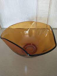 Amber Folded Glass Bowl Amber Folded