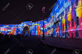Light Show On Palace Square In The New Year Eve Saint Petersburg