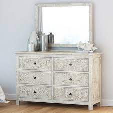 Shop dressers + chests in a variety of styles and designs to choose from for every budget. Calistoga Handcarved Solid Wood 6 Drawer White Bedroom Dresser