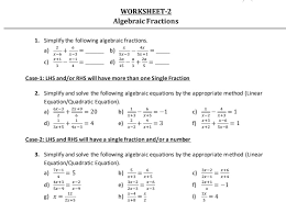 Solved Worksheet 2 Algebraic Fractions
