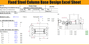 fixed steel column base design excel