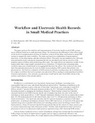 Pdf Workflow And Electronic Health Records In Small Medical