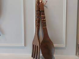 Vintage Extra Large Wood Fork And Spoon