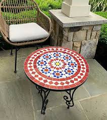 Jeenalavie Mosaic Patio Table Red