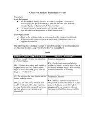 Character Analysis Dialectical Journal