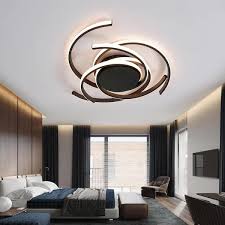 umeiluce 22 in 6 light integrated led flush mount black finish modern dimming ceiling light for living room bedroom entry