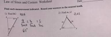 Law Of Sines And Cosines Worksheet Date