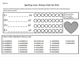Binary Code For Kids Worksheet Spelling Love Jdaniel4s Mom