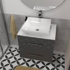 Sonix Grey 600 Wall Hung Bathroom Unit