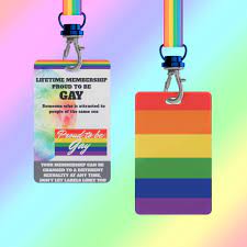 pride card badge with rainbow