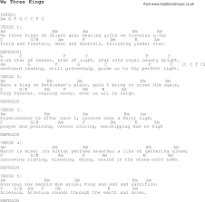 Christmas Carol Song Lyrics With Chords For We Three Kings