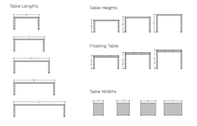 Standing Tables Size Chart Standing Table Table Height