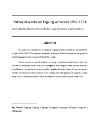 Later, it gained its current definition, based on earlier concepts of phytophysiognomy, formation and vegetation (used in opposition to flora), with the inclusion of the animal element and the exclusion of the taxonomic element of species composition. Pdf Survey Of Works On Tagalog Written In 1940 1954 Pdf Zara Mazelene Amerila Academia Edu